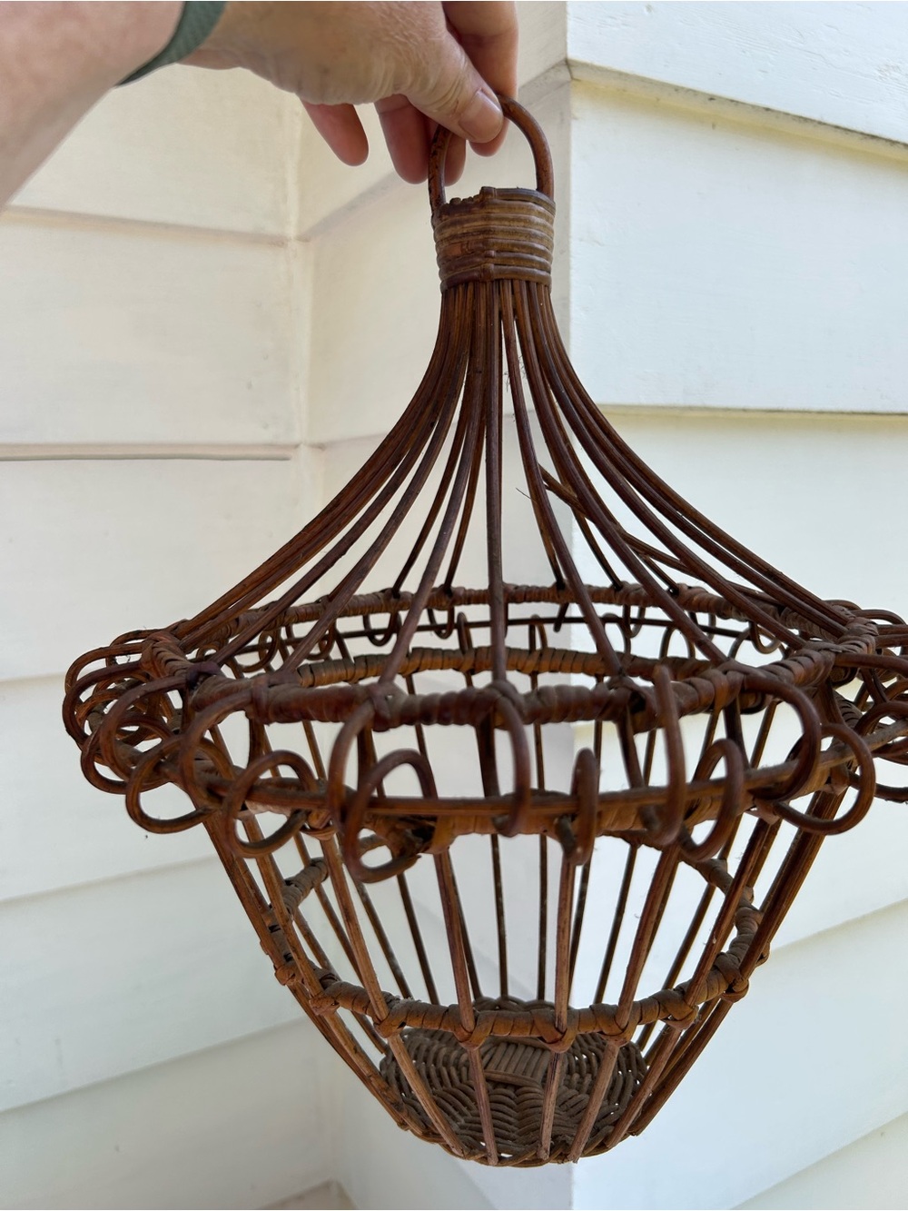 Vintage Basket French Country Woven Hanging Removable Cottagecore Boho 12x16 - Picture 3 of 9